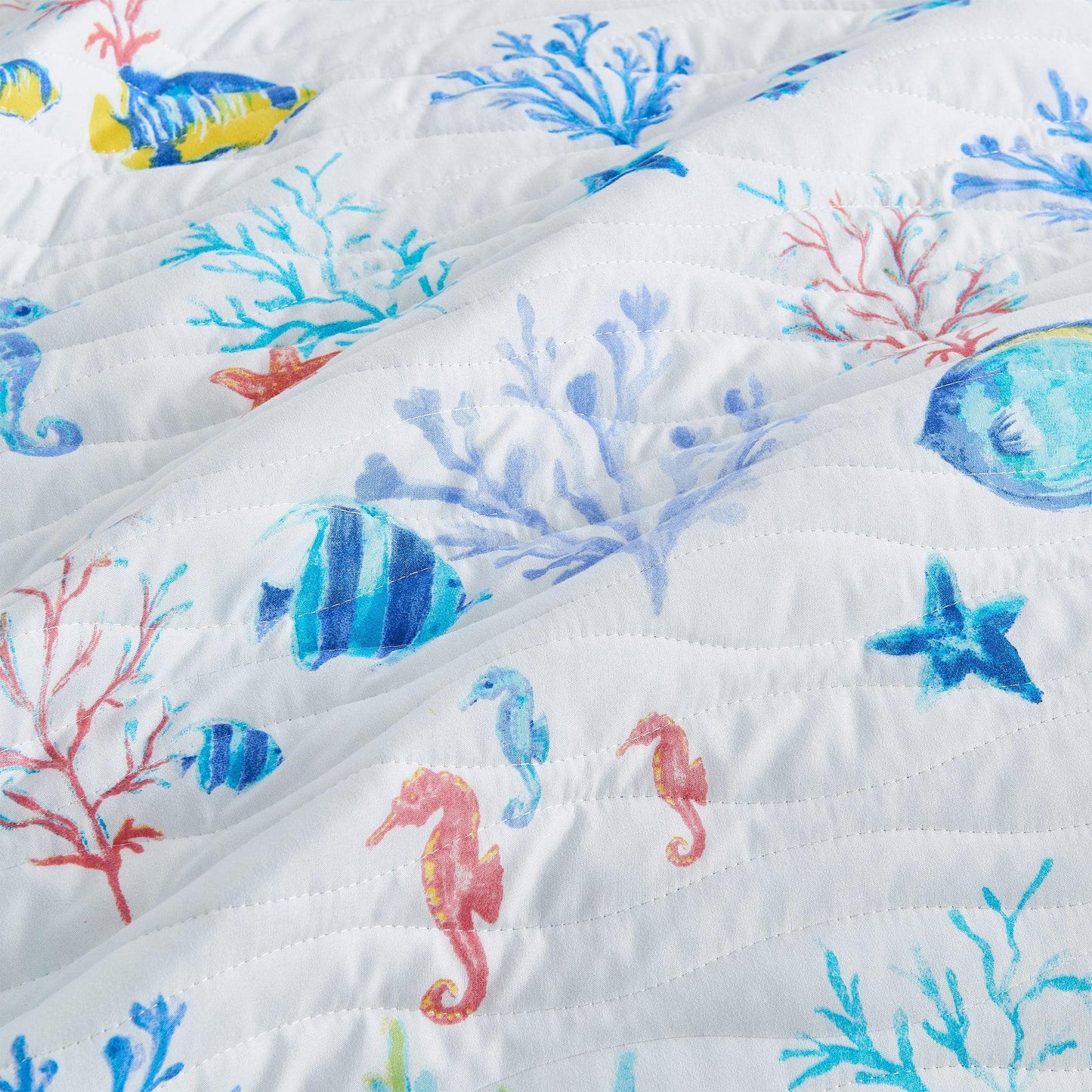 Colorful Coral Coastal Seascape Quilt Set - Ryanne Collection