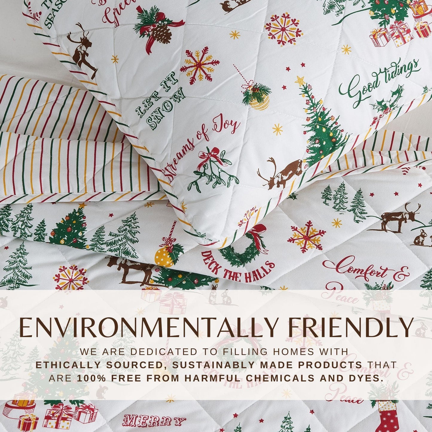 Colorful Christmas Quilt Set - Christmas Holiday Quilts