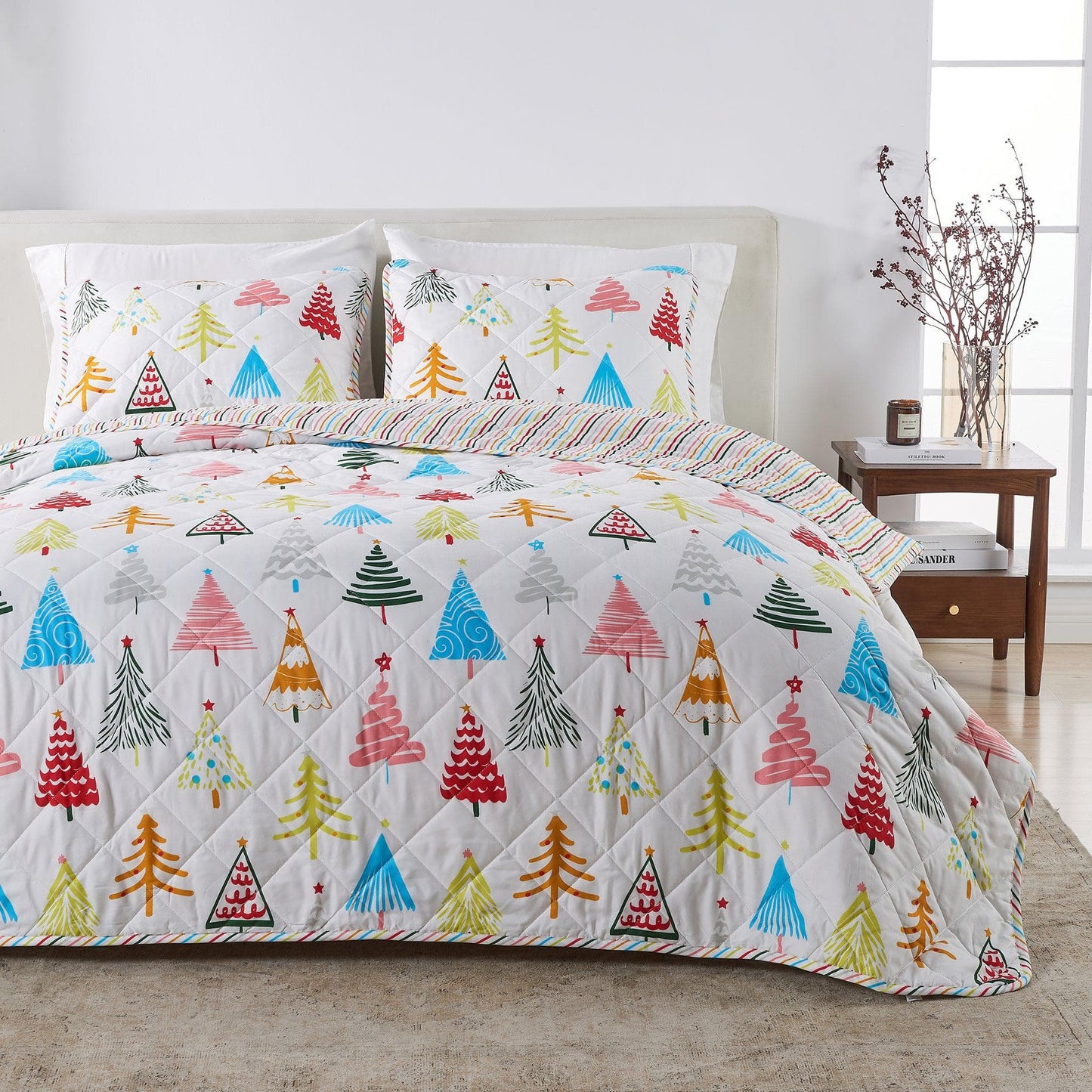 Colorful Christmas Quilt Set - Christmas Holiday Quilts