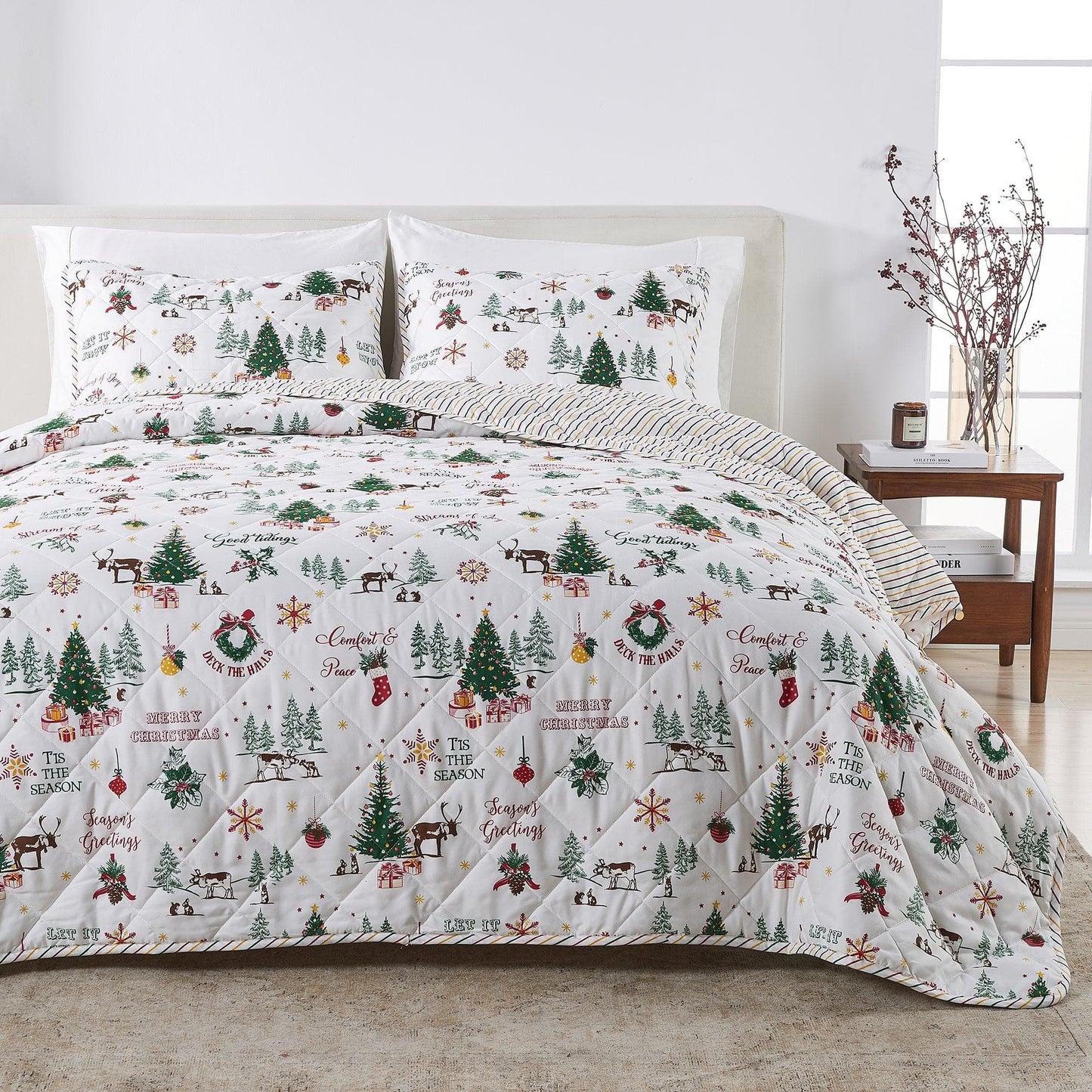 Colorful Christmas Quilt Set - Christmas Holiday Quilts