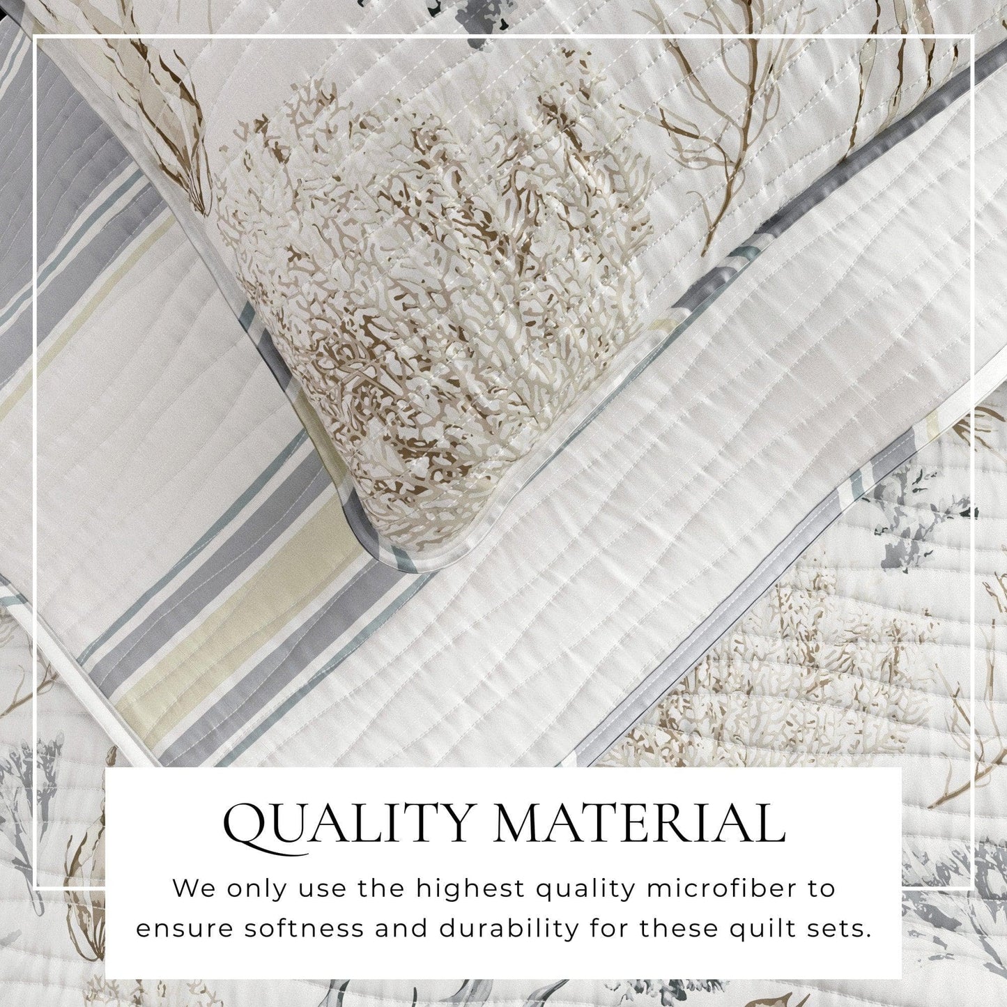 Coastal Coral Sea Maze Coastal Quilt Set - Coral Themed Bedding