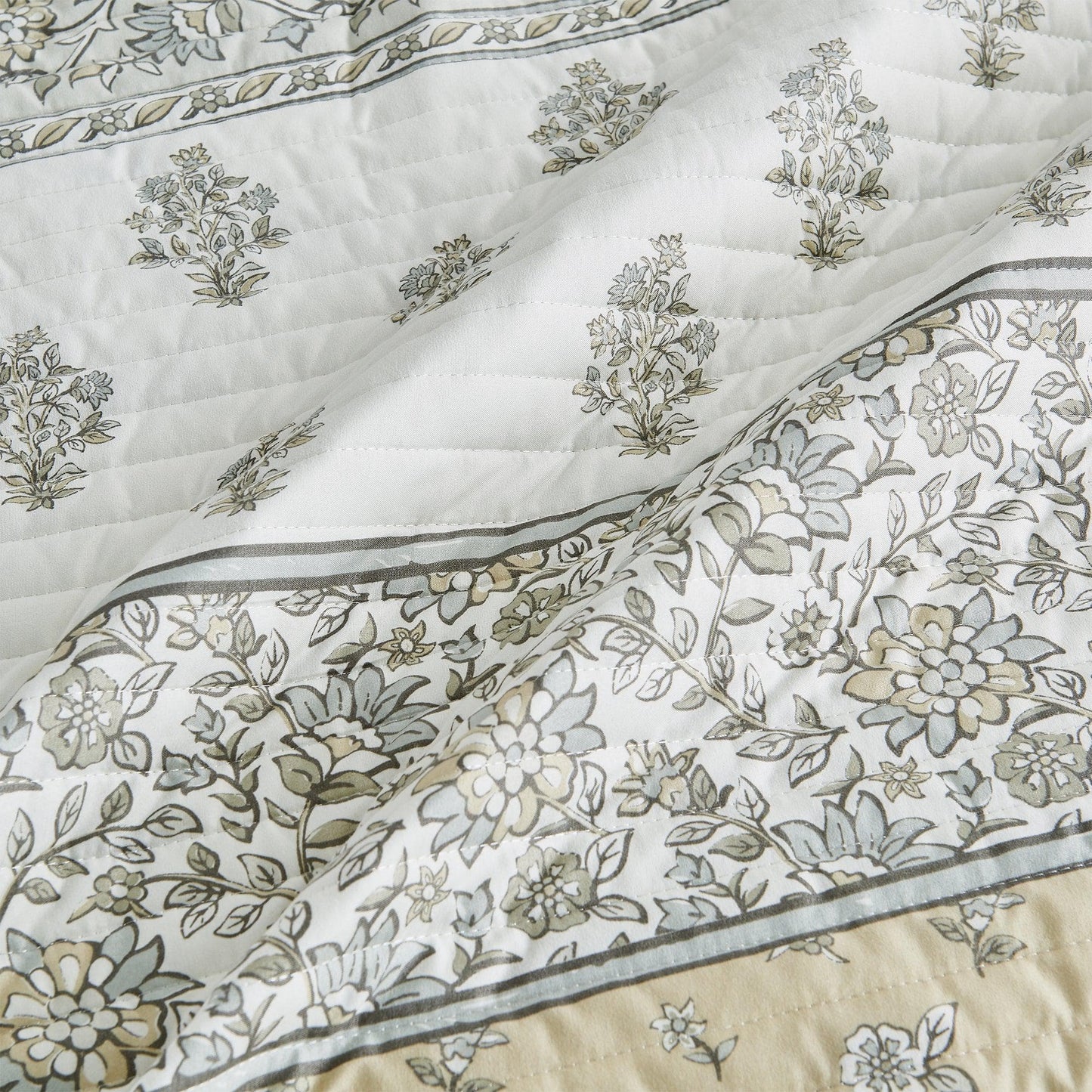 Floral Striped Microfiber Quilt Set - Floral Quilts