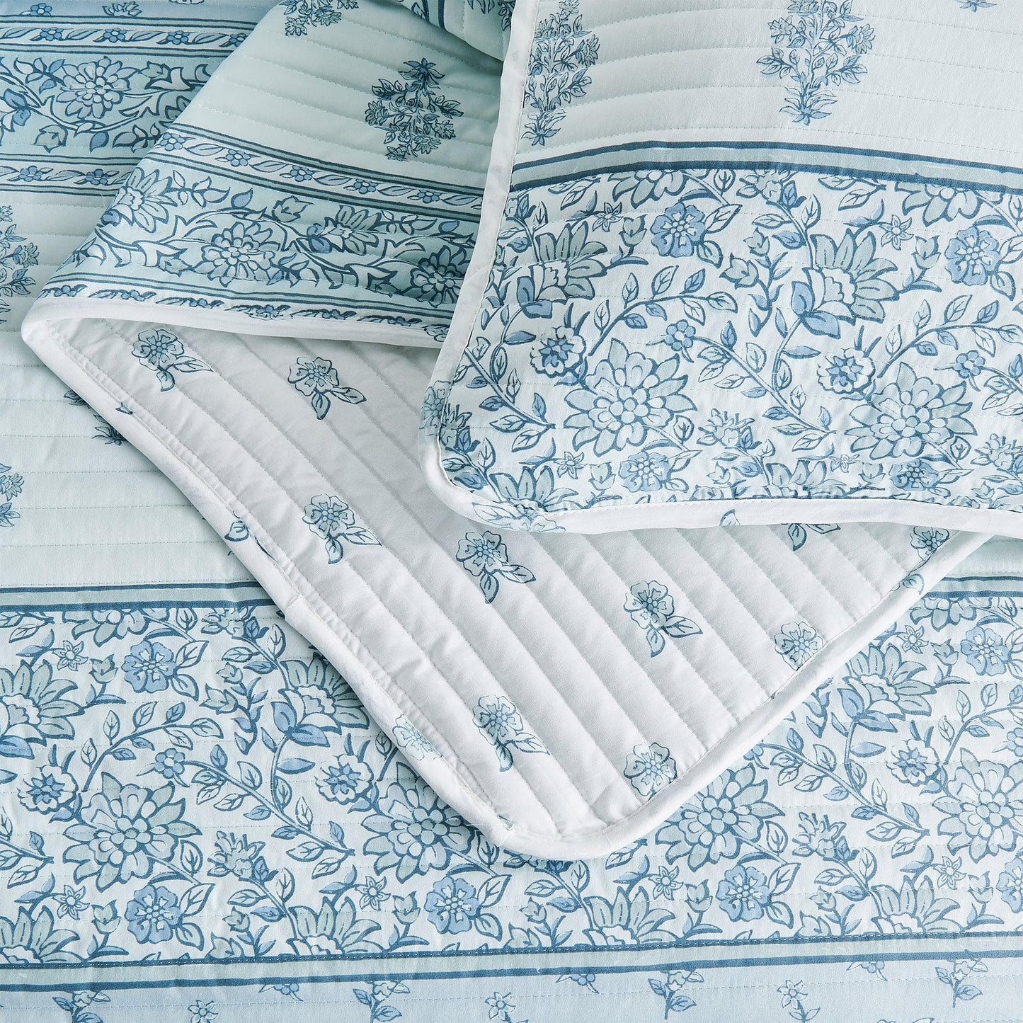 Floral Striped Microfiber Quilt Set - Floral Quilts
