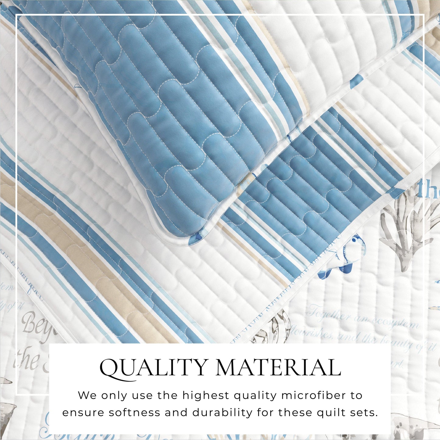 Stripe & Ocean Story Coastal Quilt Set - Coastal Blue Bedding Sets