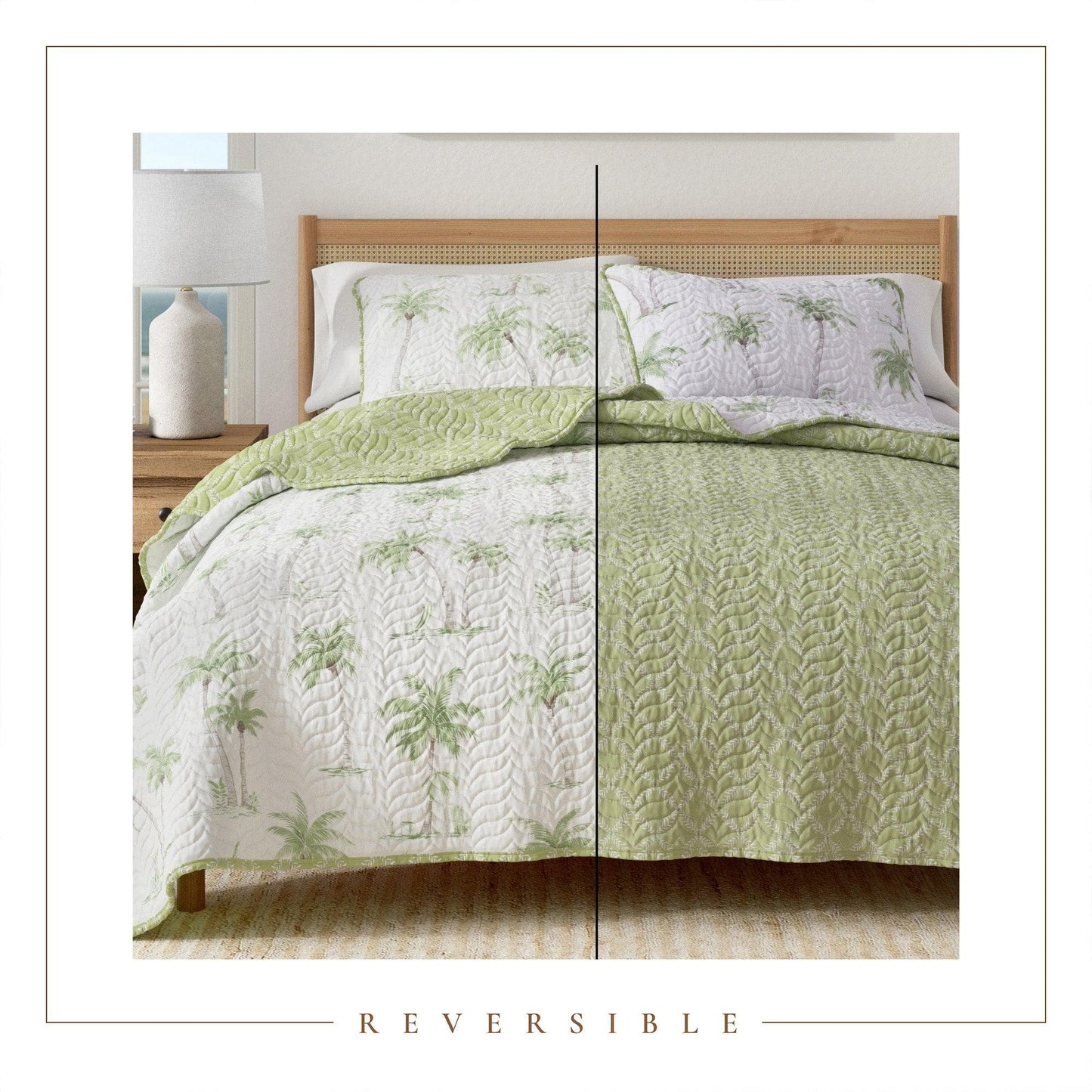 West Palm Trees Coastal Quilt Set - Tropical Coastal Bedding