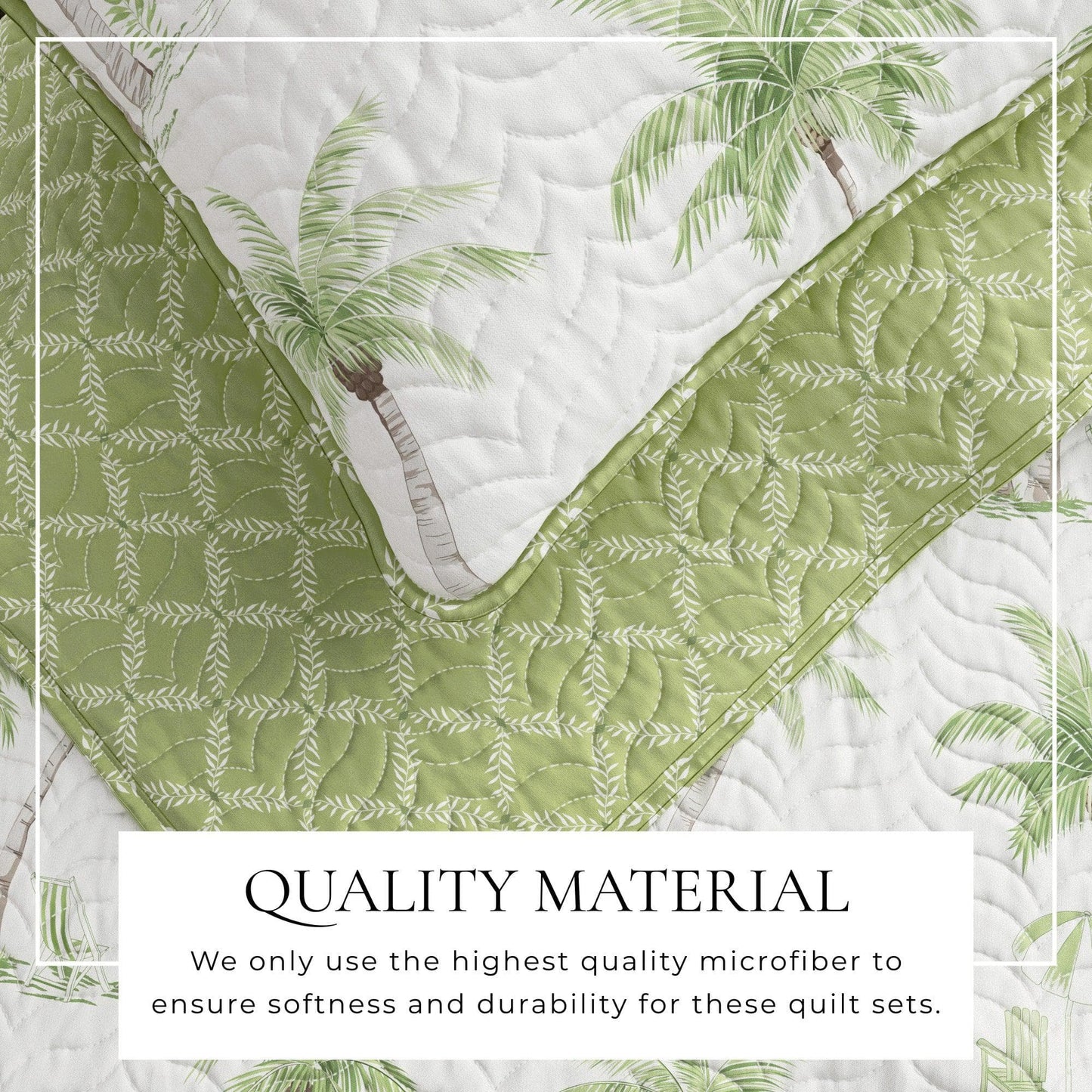 West Palm Trees Coastal Quilt Set - Tropical Coastal Bedding