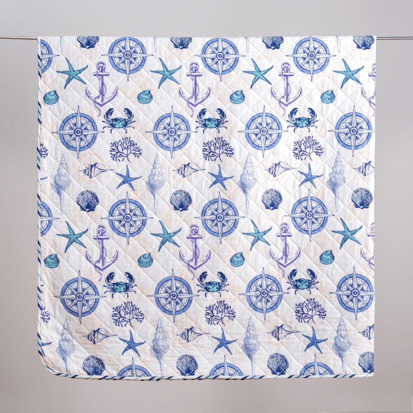 Coastal Azure Cotton Quilt Set 3PC - Blue Coastal Bedding Sets