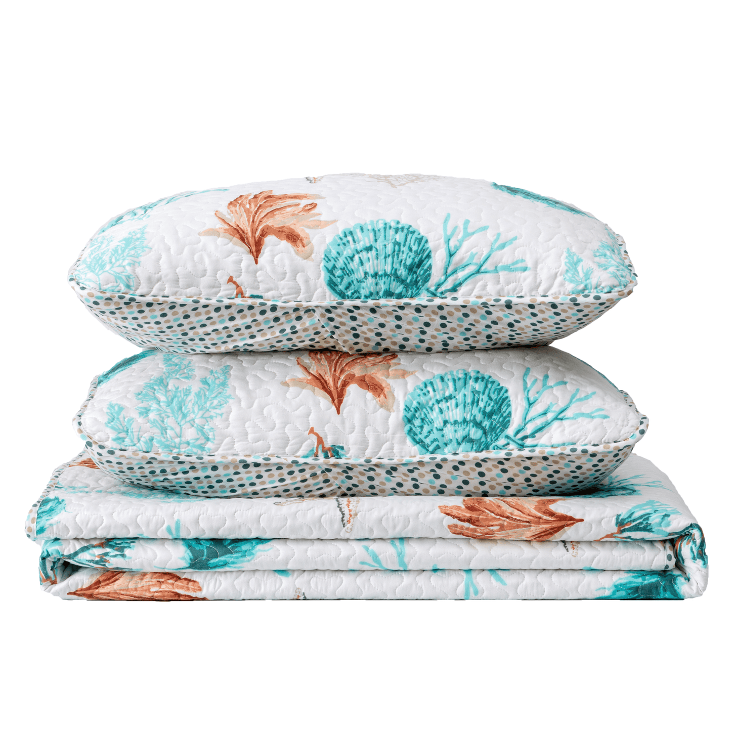 Key West Coral Quilt Set - Tropical Coastal Bedding Sets