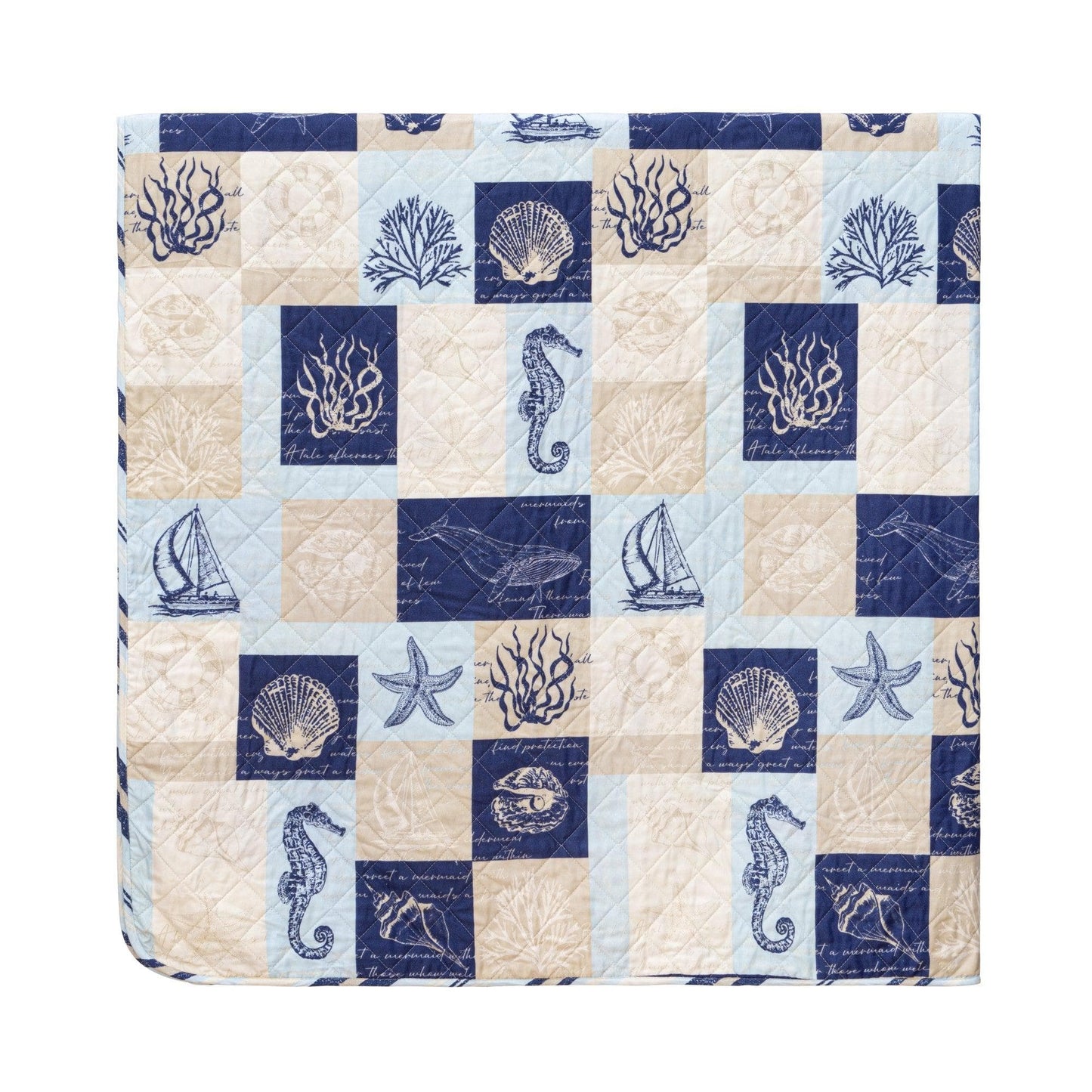 Coastal Caspian Patchwork Quilt Set 3PC - Lightweight Microfiber