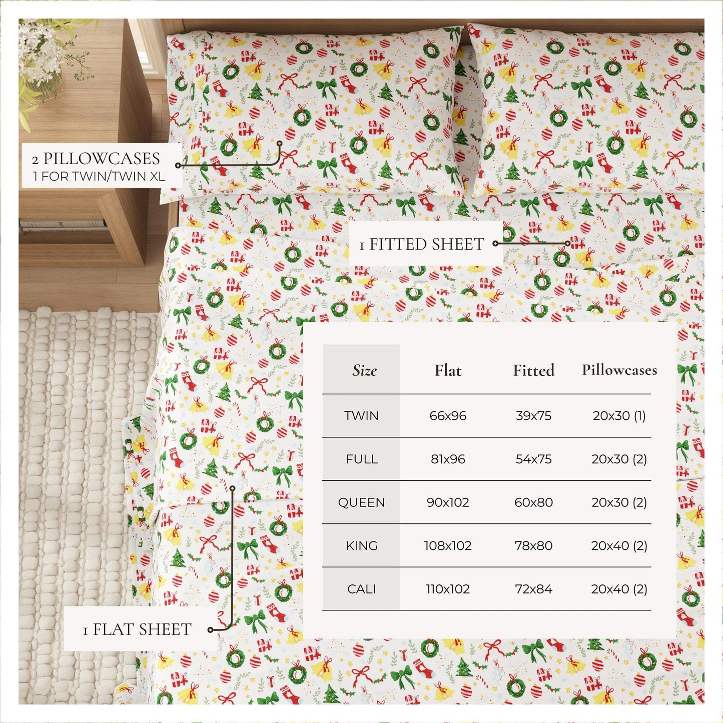 4-Piece Turkish Cotton Christmas Flannel Sheet - Christmas Sheets