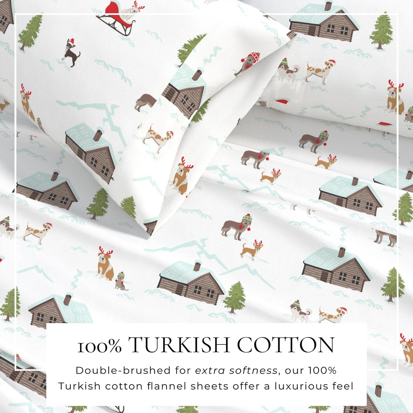 4-Piece Turkish Cotton Christmas Flannel Sheet - Christmas Sheets