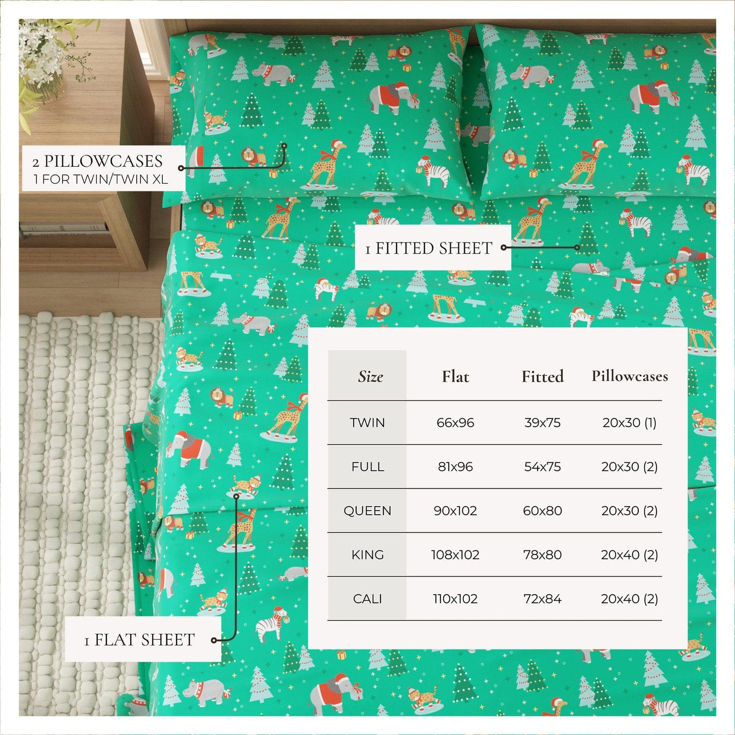 4-Piece Turkish Cotton Christmas Flannel Sheet - Christmas Sheets