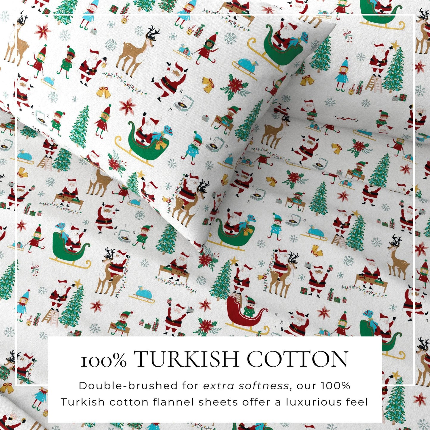 4-Piece Turkish Cotton Christmas Flannel Sheet - Christmas Sheets