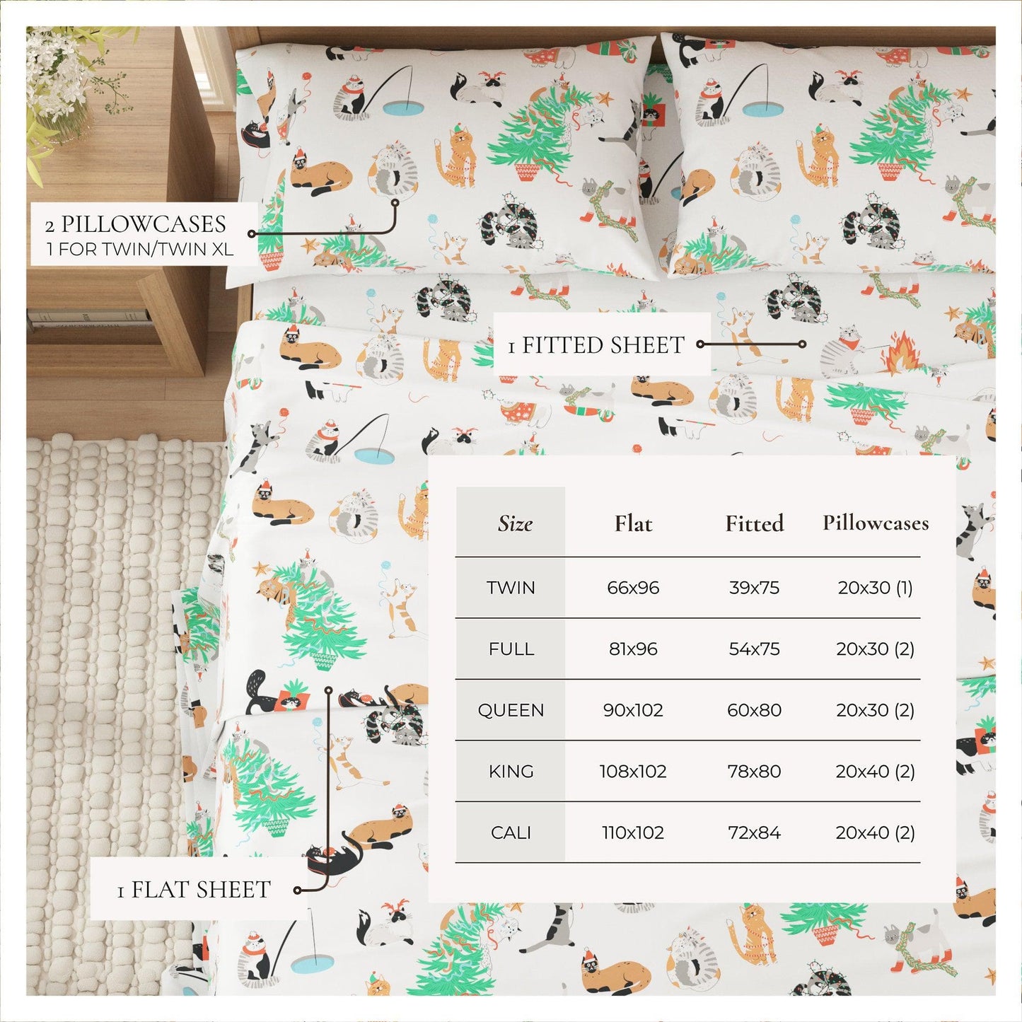 4-Piece Turkish Cotton Flannel Sheet - Fall & Christmas Sheets