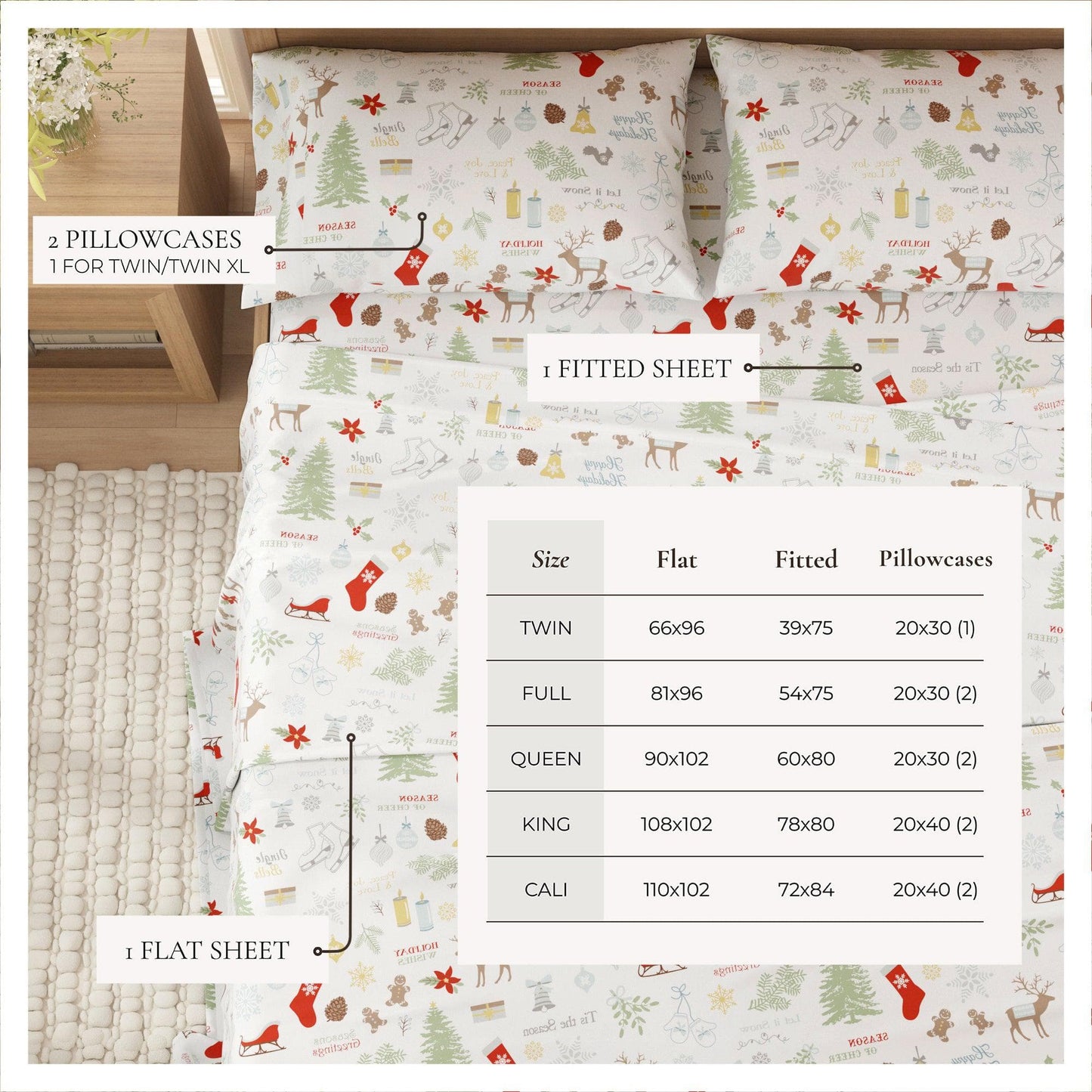 4-Piece Turkish Cotton Flannel Sheet - Fall & Christmas Sheets