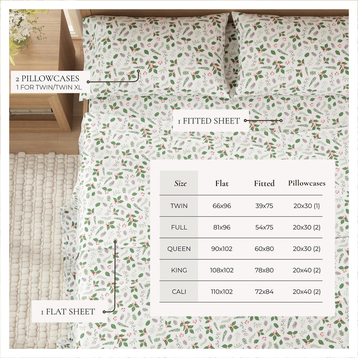 4-Piece Turkish Cotton Flannel Sheet - Fall & Christmas Sheets