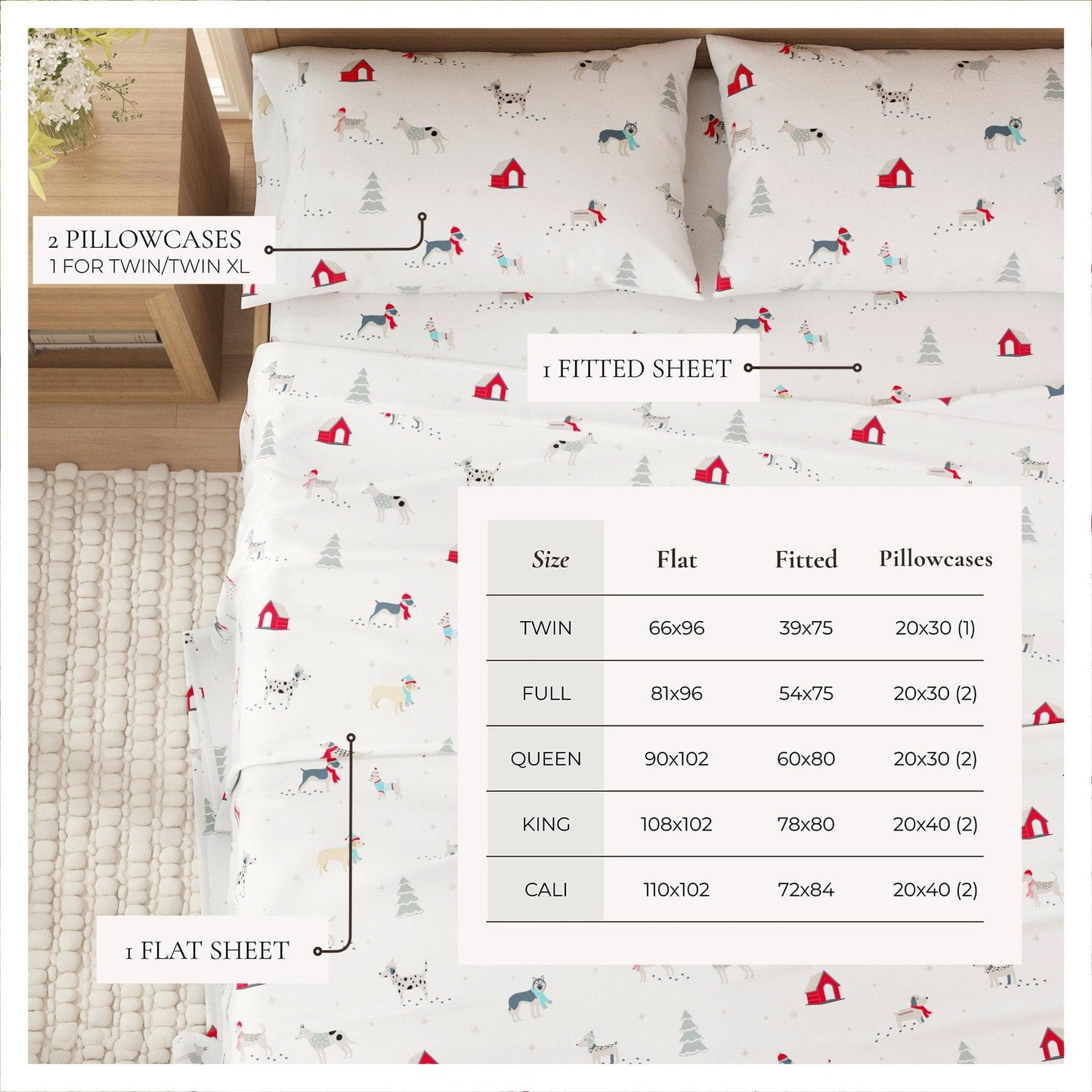 4-Piece Turkish Cotton Flannel Sheet - Fall & Christmas Sheets