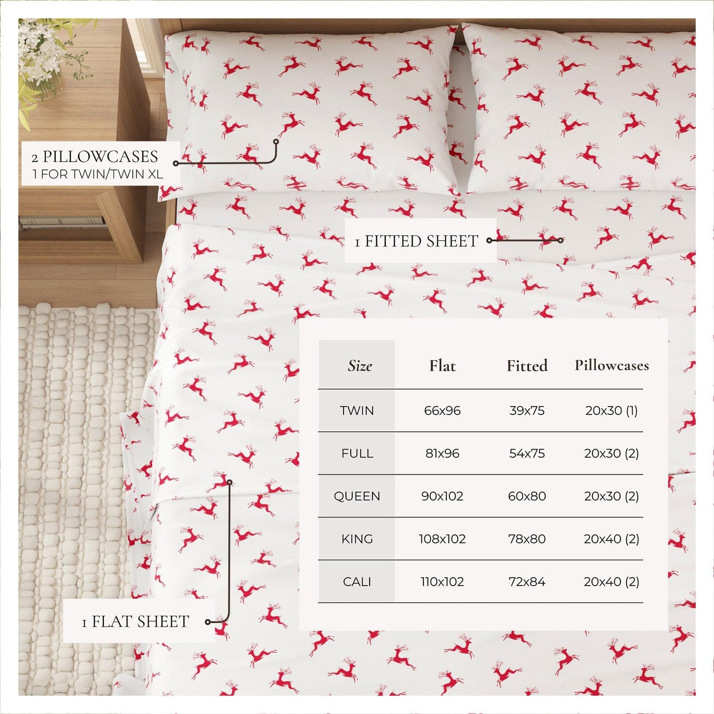 4-Piece Turkish Cotton Flannel Sheet - Fall & Christmas Sheets