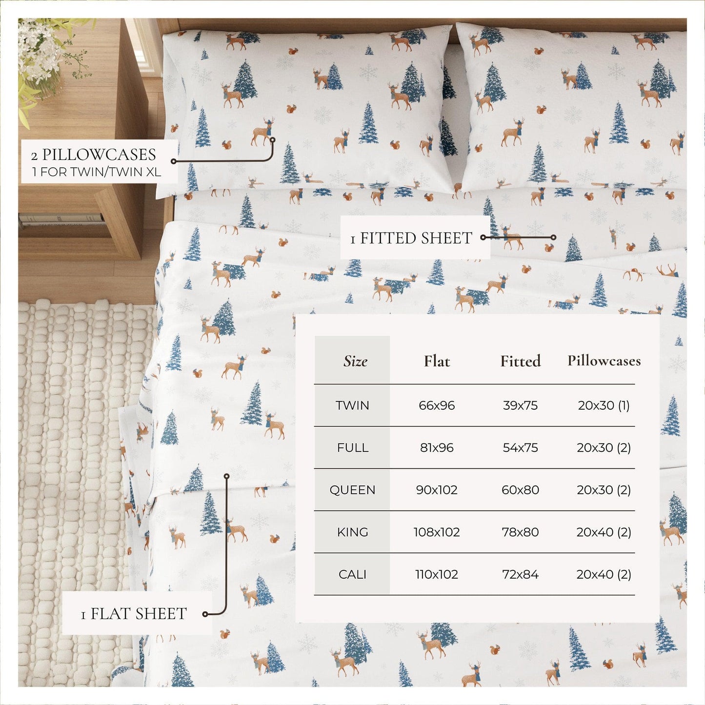 4-Piece Turkish Cotton Flannel Sheet - Fall & Christmas Sheets