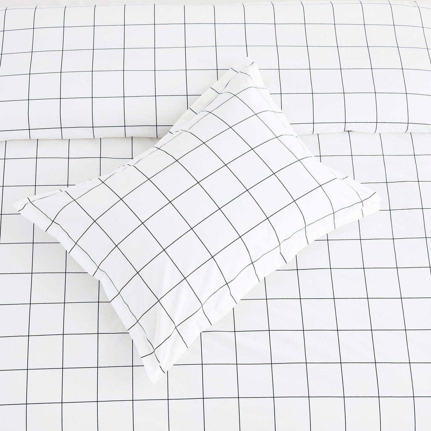 Grid Printed Cotton Percale Duvet Set - Quahog Bay Bedding