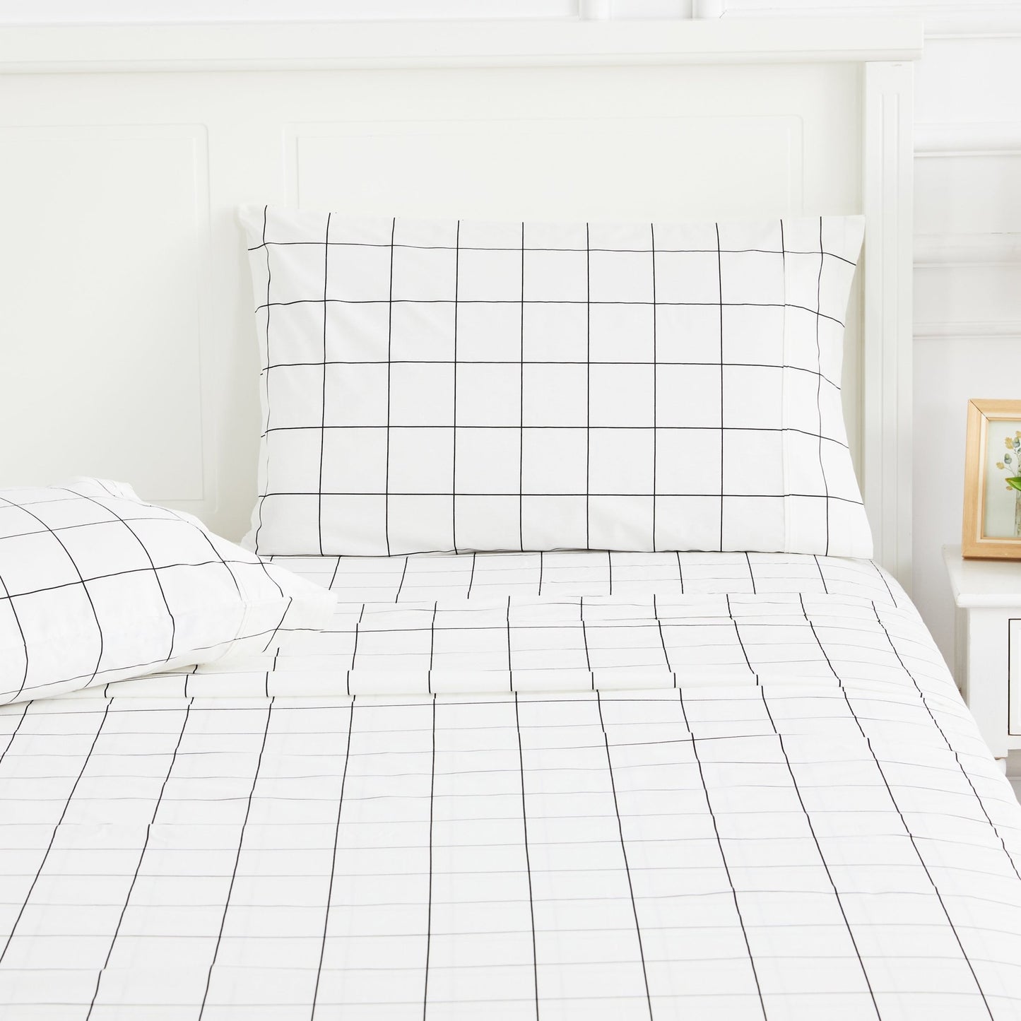 Grid Printed Cotton Percale Pillowcases - Quahog Bay Bedding