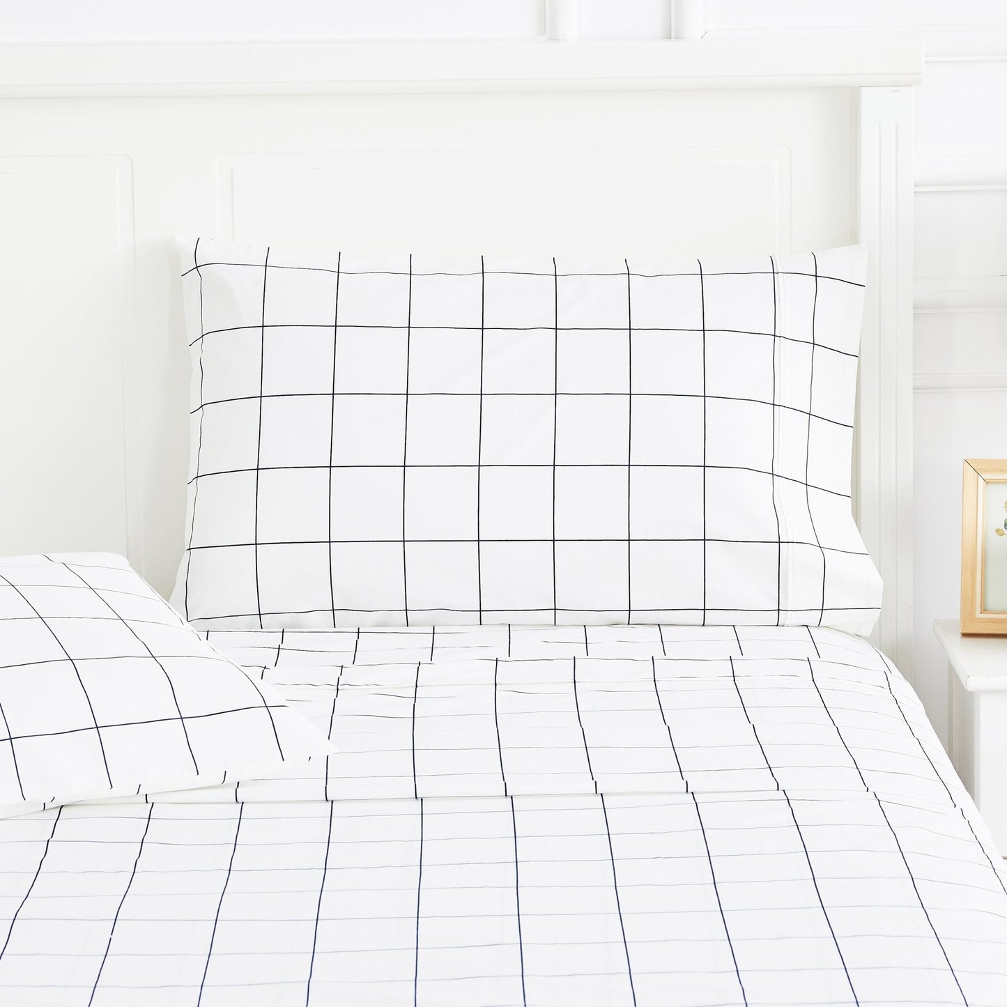 Grid Printed Cotton Percale Pillowcases - Quahog Bay Bedding