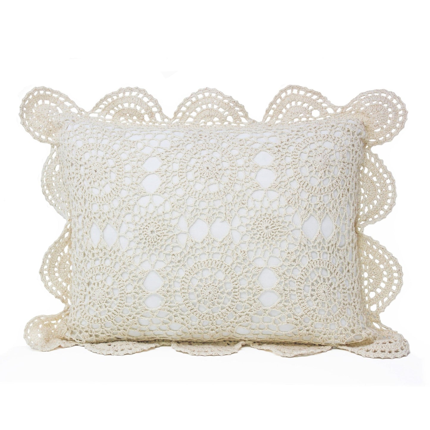 Hand Made Crochet Cotton Boudoir Pillow - Quahog Bay Bedding