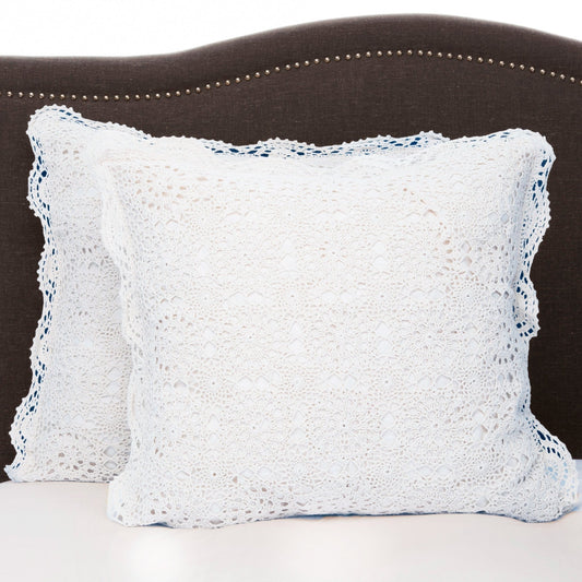 Hand Made Crochet Cotton Pillow Sham Pairs - Quahog Bay Bedding