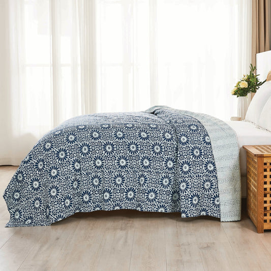 Hand Stitched Block Print Kantha Coverlets - Quahog Bay Bedding