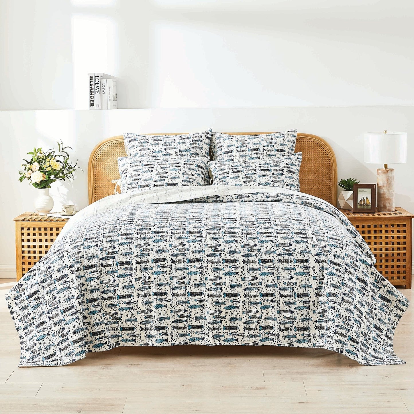 Hand Stitched Block Print Kantha Coverlets - Quahog Bay Bedding