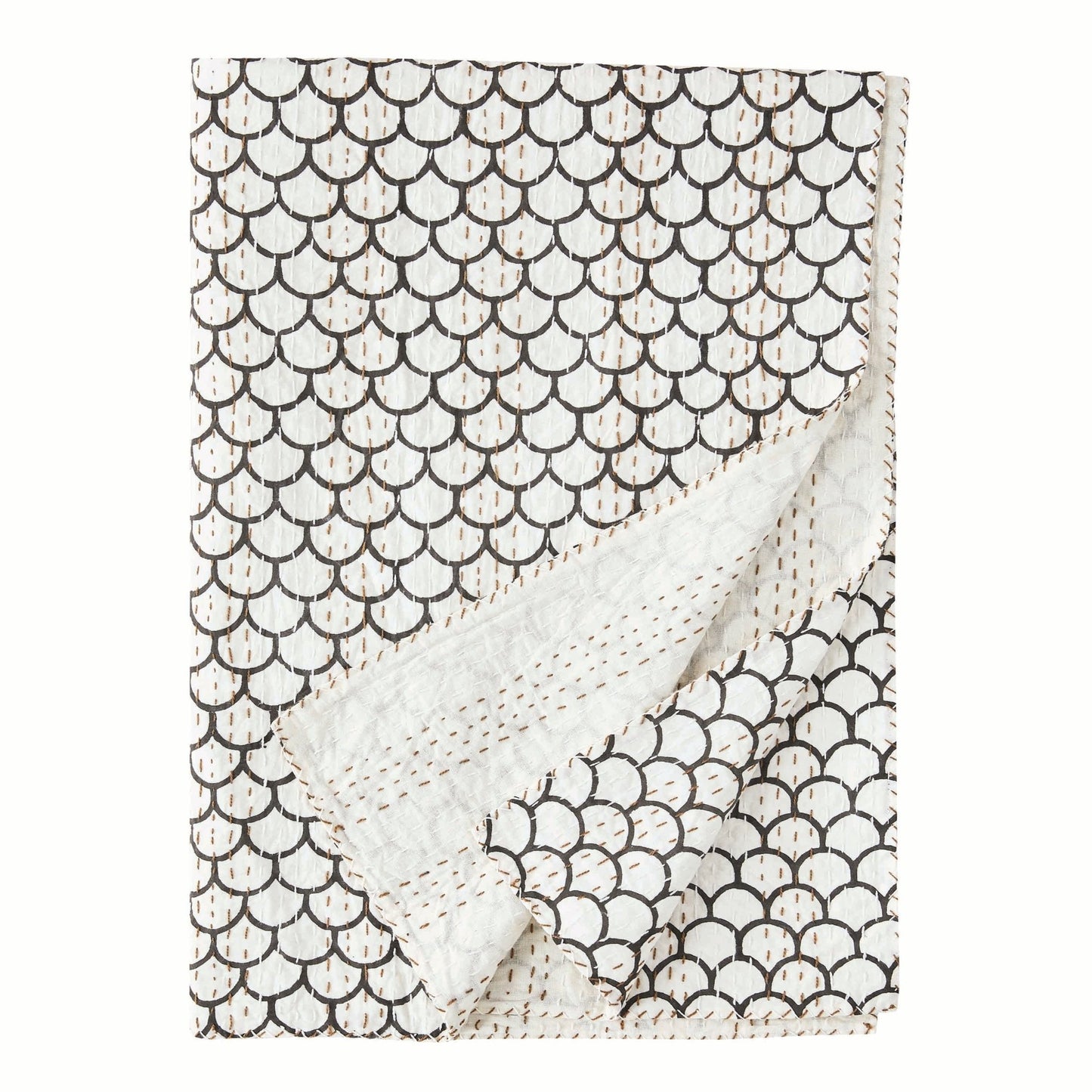 Hand Stitched Block Print Kantha Coverlets - Quahog Bay Bedding