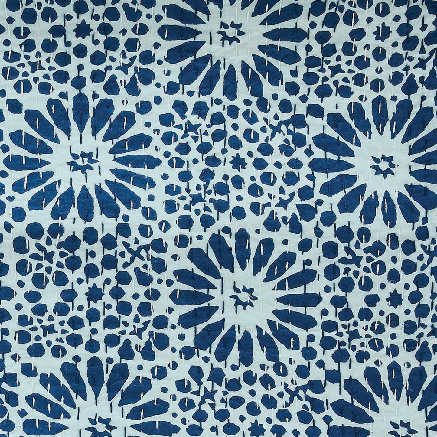 Hand Stitched Block Print Kantha Pillow Sham Pairs - Quahog Bay Bedding
