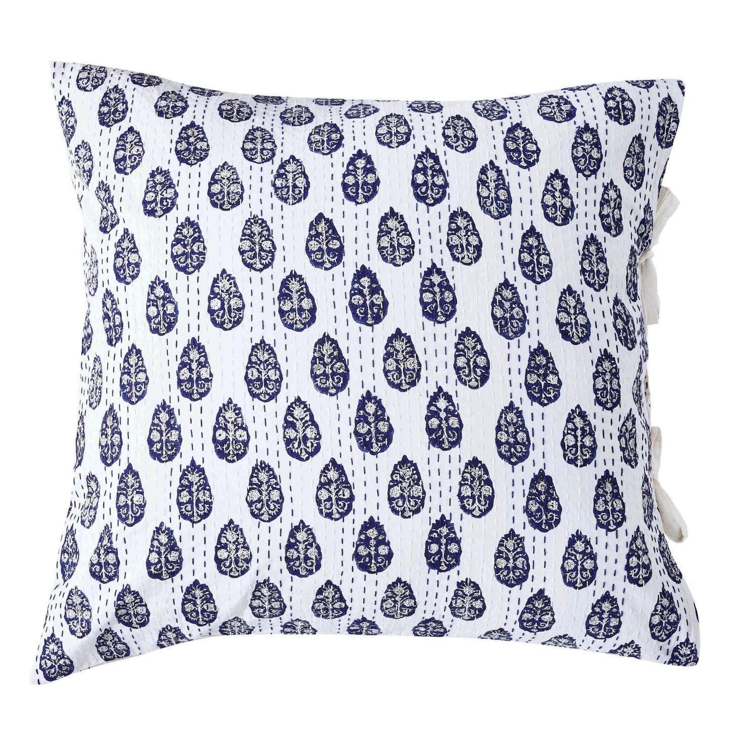 Hand Stitched Block Print Kantha Pillow Sham Pairs - Quahog Bay Bedding