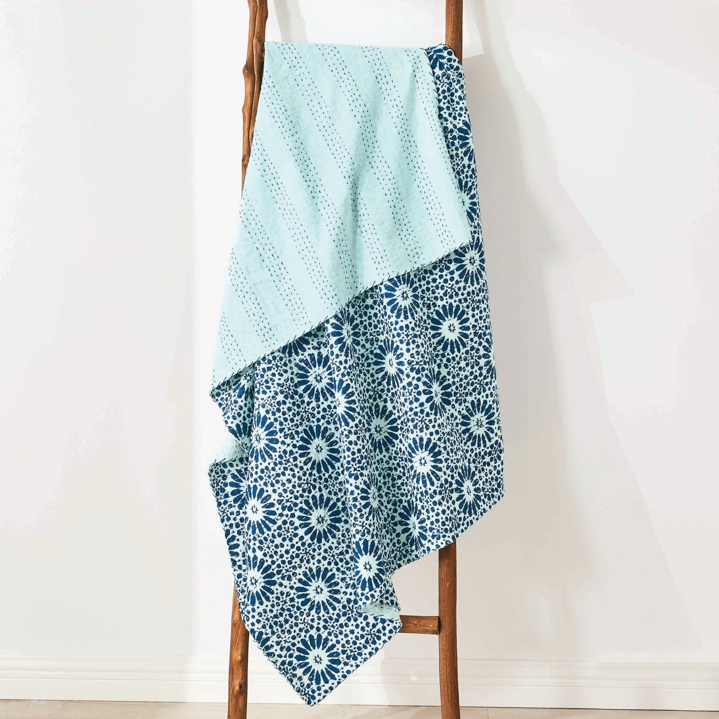 Hand Stitched Block Print Kantha Throws - Quahog Bay Bedding