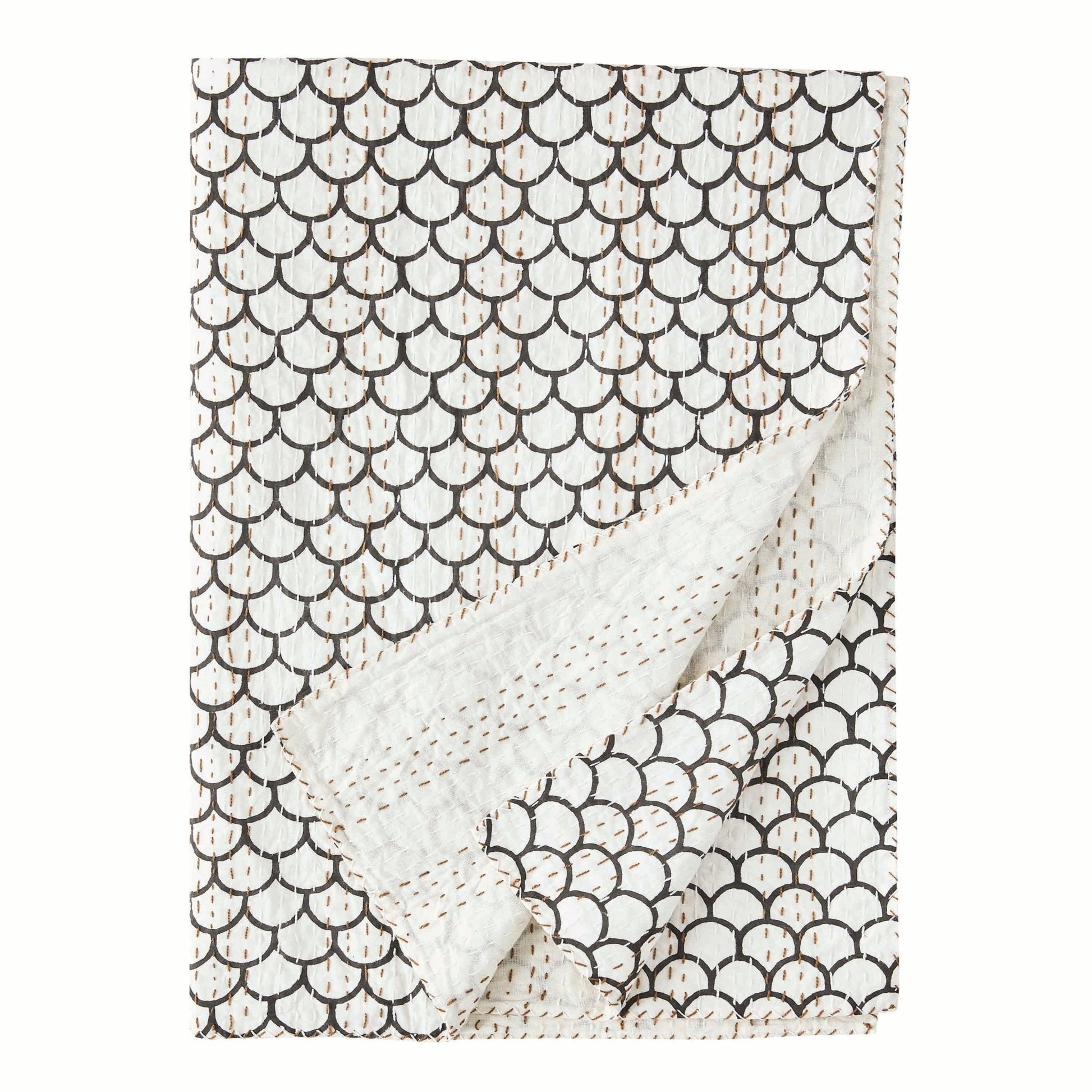 Hand Stitched Block Print Kantha Throws - Quahog Bay Bedding