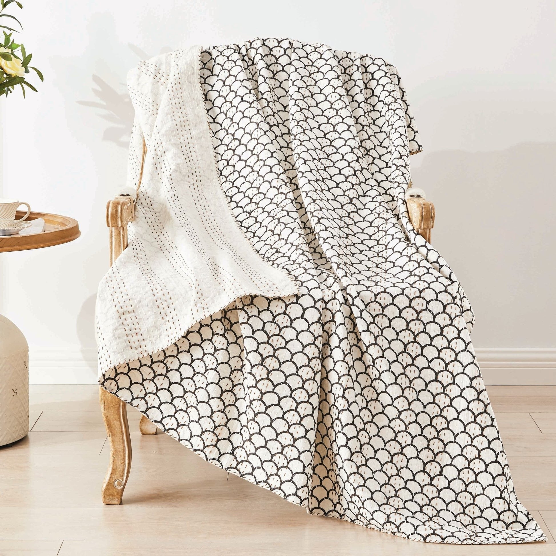 Hand Stitched Block Print Kantha Throws - Quahog Bay Bedding