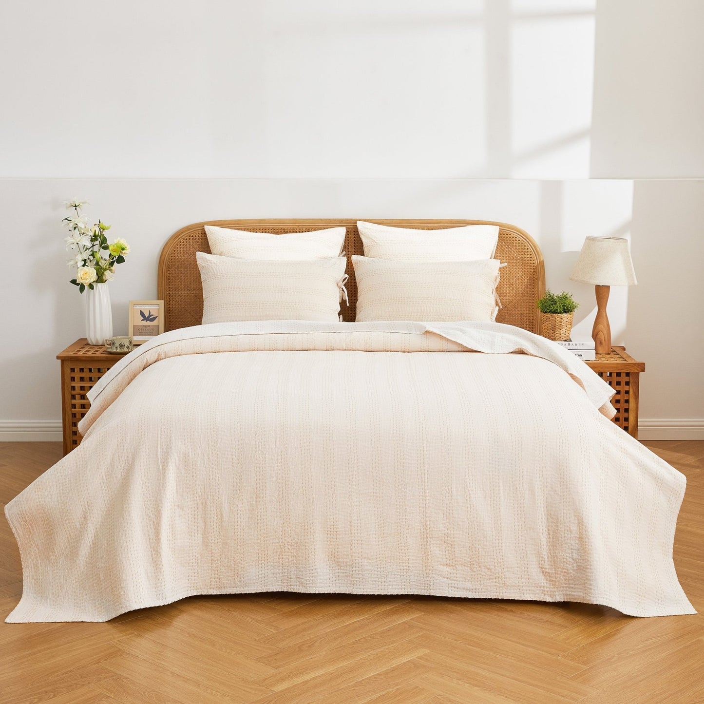 Hand Stitched Reversible Kantha Coverlets - Quahog Bay Bedding