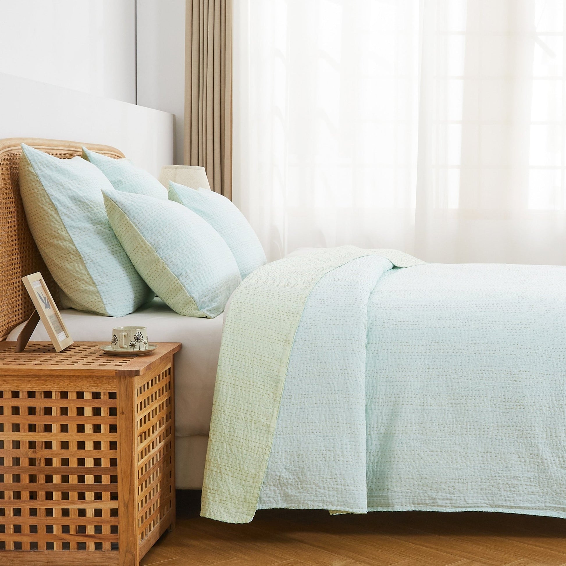 Hand Stitched Reversible Kantha Coverlets - Quahog Bay Bedding