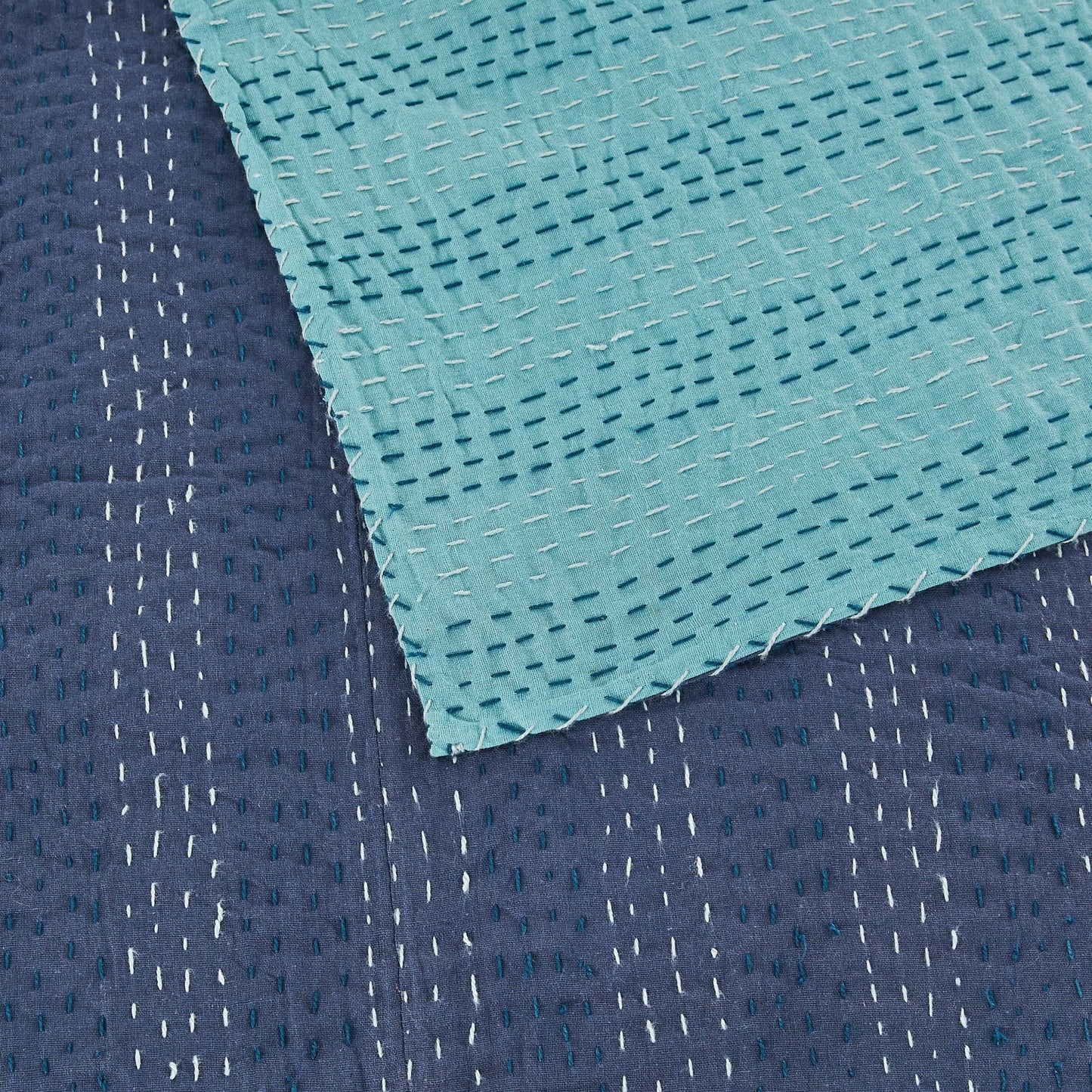 Hand Stitched Reversible Kantha Coverlets - Quahog Bay Bedding