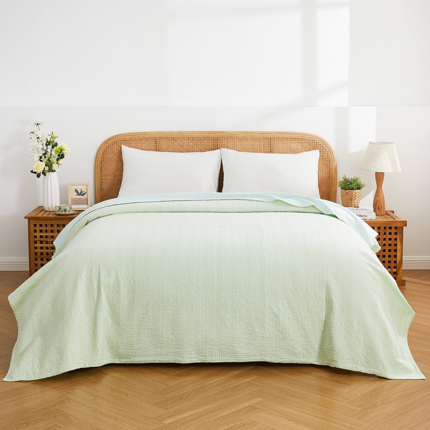 Hand Stitched Reversible Kantha Coverlets - Quahog Bay Bedding