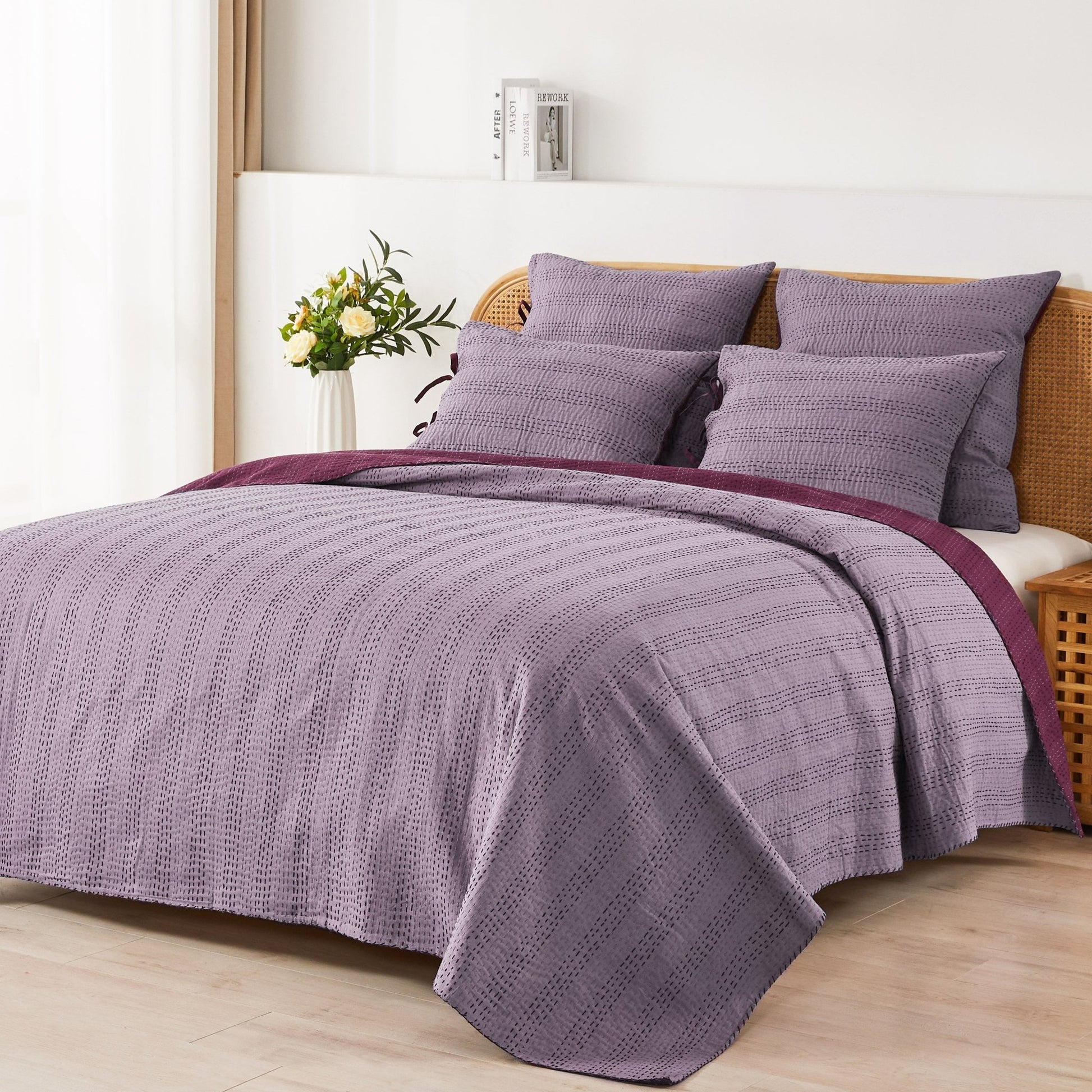 Hand Stitched Reversible Kantha Coverlets - Quahog Bay Bedding