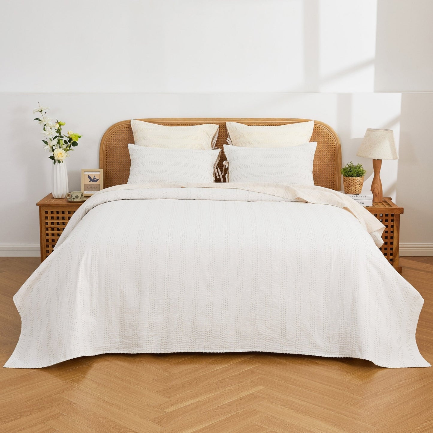 Hand Stitched Reversible Kantha Coverlets - Quahog Bay Bedding