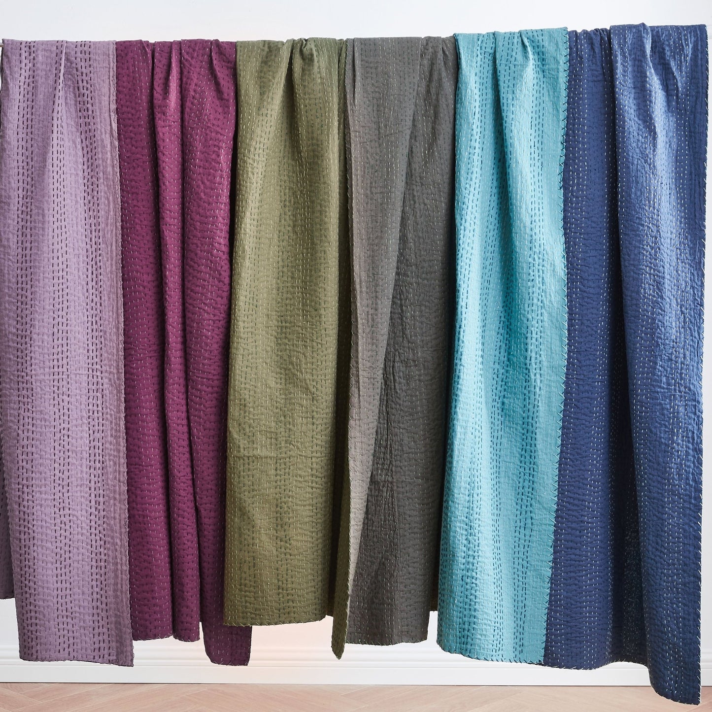 Hand Stitched Reversible Kantha Coverlets - Quahog Bay Bedding