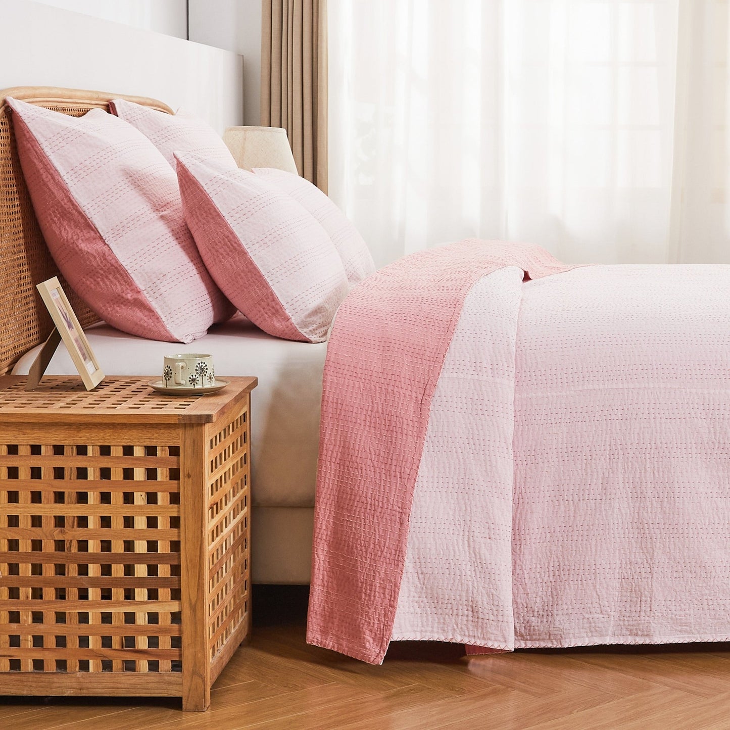 Hand Stitched Reversible Kantha Coverlets - Quahog Bay Bedding