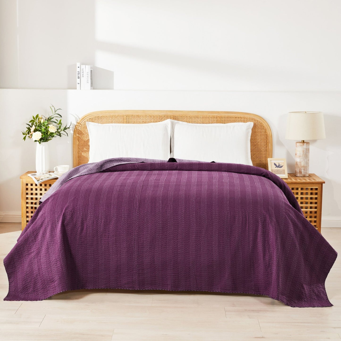 Hand Stitched Reversible Kantha Coverlets - Quahog Bay Bedding