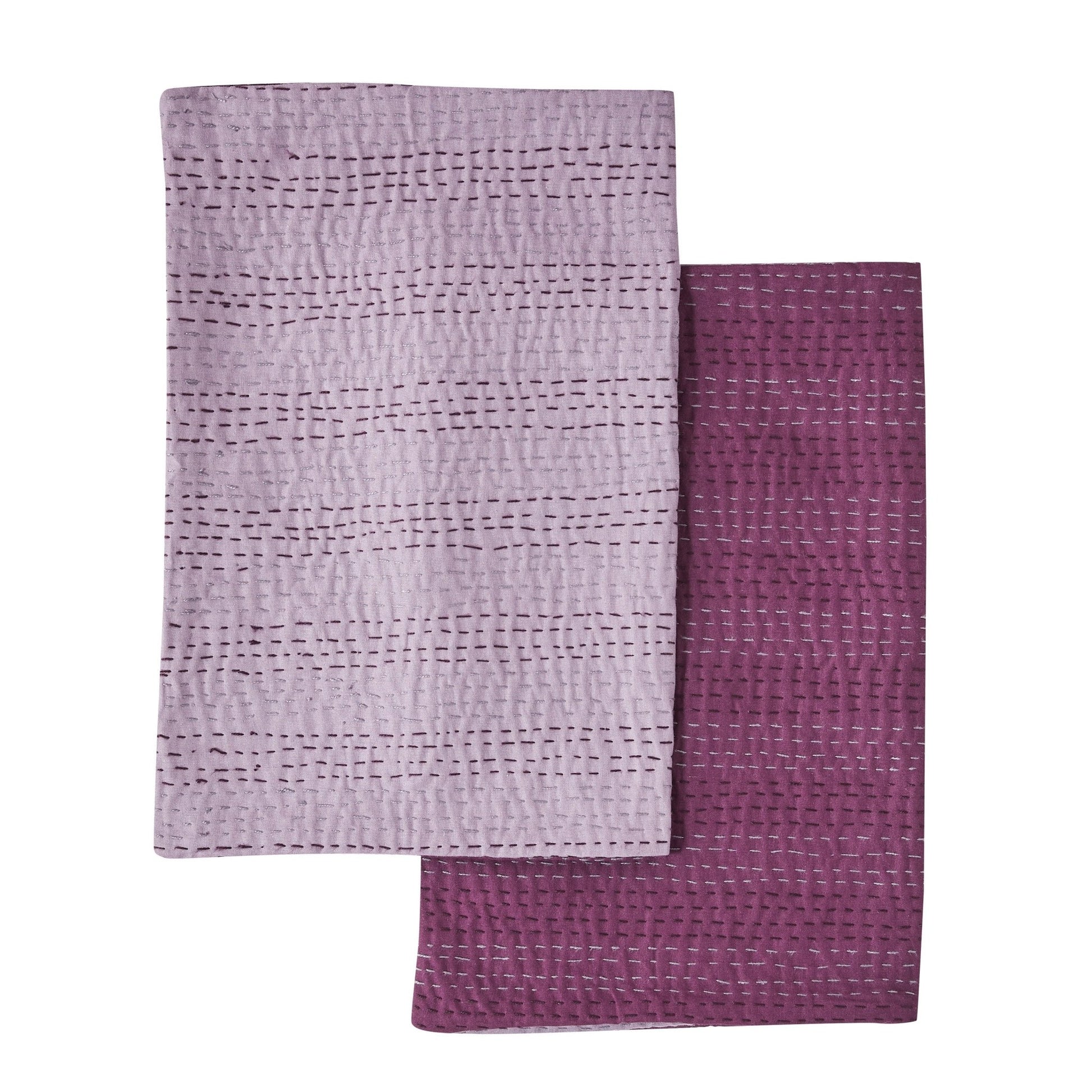 Hand Stitched Reversible Kantha Pillow Sham Pairs - Quahog Bay Bedding