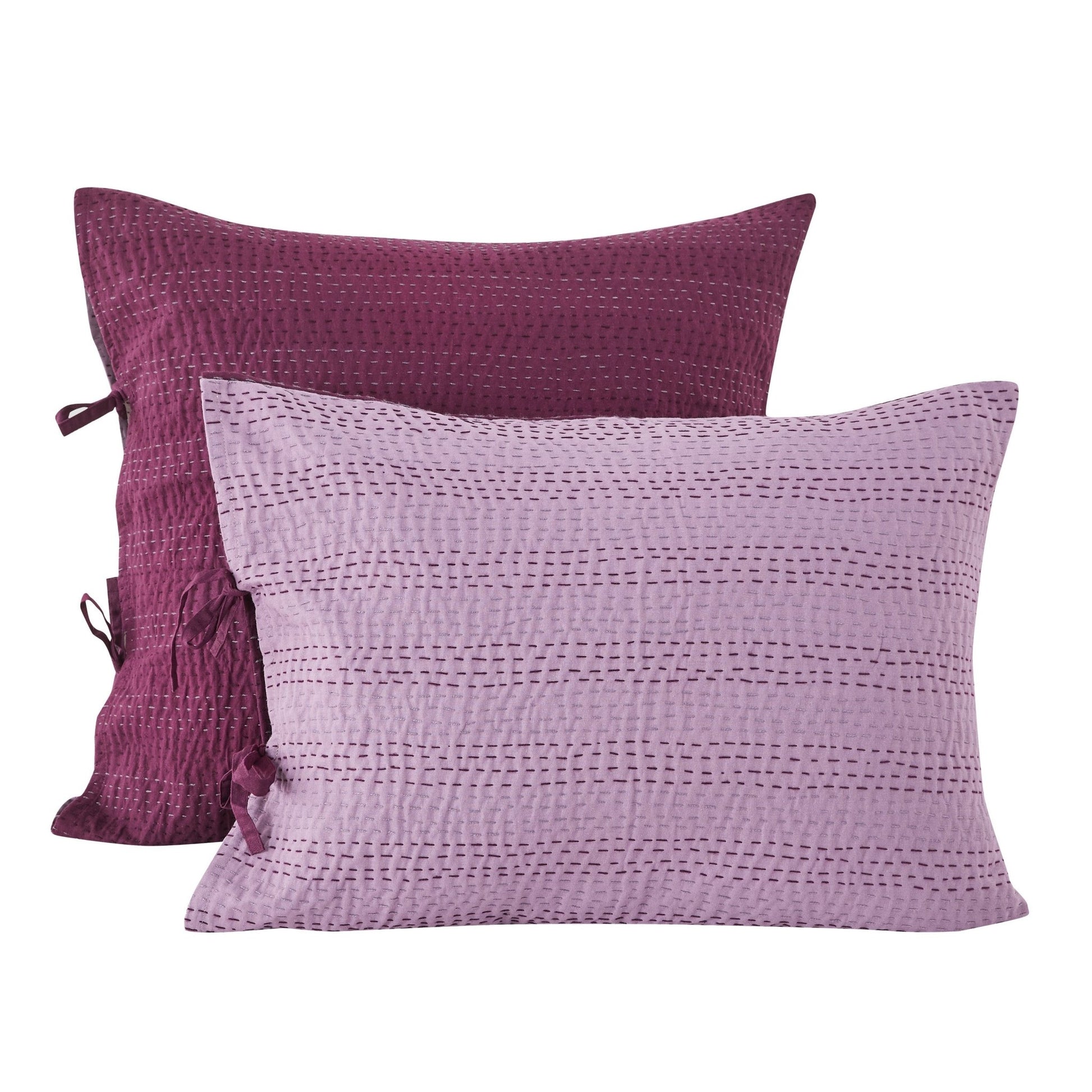 Hand Stitched Reversible Kantha Pillow Sham Pairs - Quahog Bay Bedding