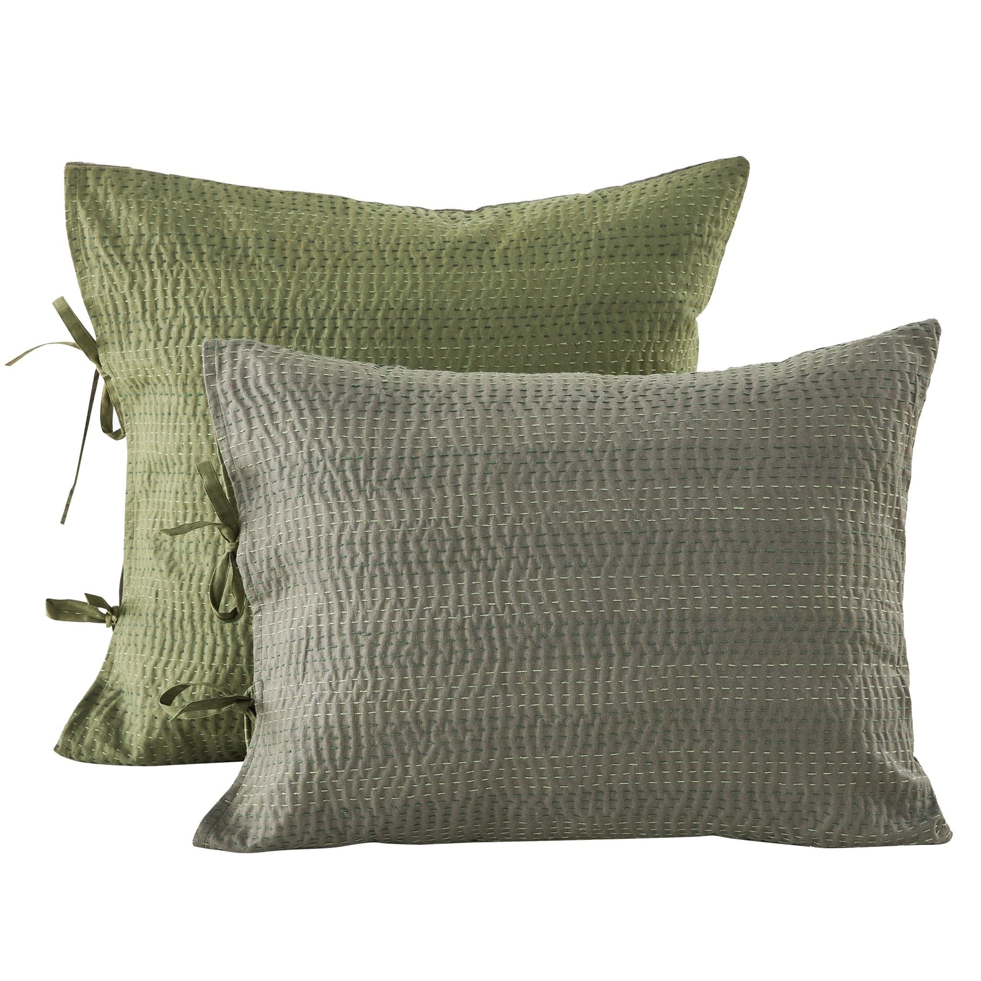 Hand Stitched Reversible Kantha Pillow Sham Pairs - Quahog Bay Bedding