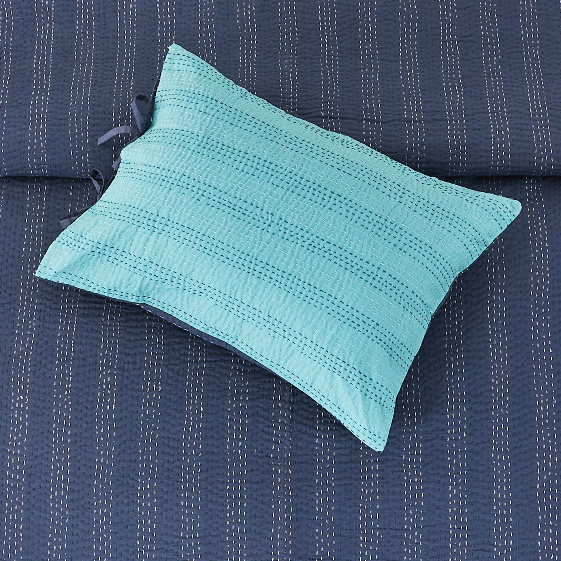 Hand Stitched Reversible Kantha Pillow Sham Pairs - Quahog Bay Bedding