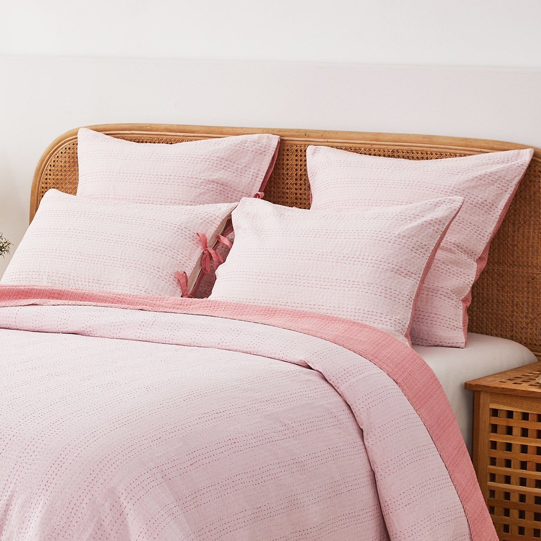 Hand Stitched Reversible Kantha Pillow Sham Pairs - Quahog Bay Bedding